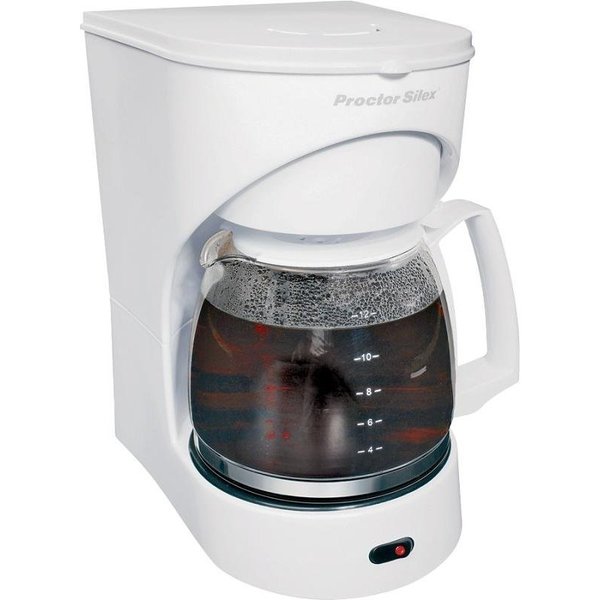 Proctor-Silex 43501Y Coffee Maker, 12 Cups Capacity, 900 W, Glass, White, Automatic Control 43501PS